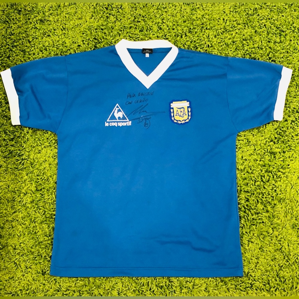 1986 World Cup Argentina Away Jersey Signed By Maradona